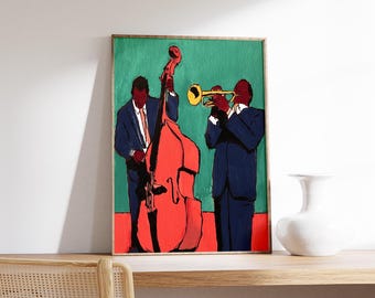 Jazz Musicians Poster, Modern Abstract Music Wall Art, Bold Color