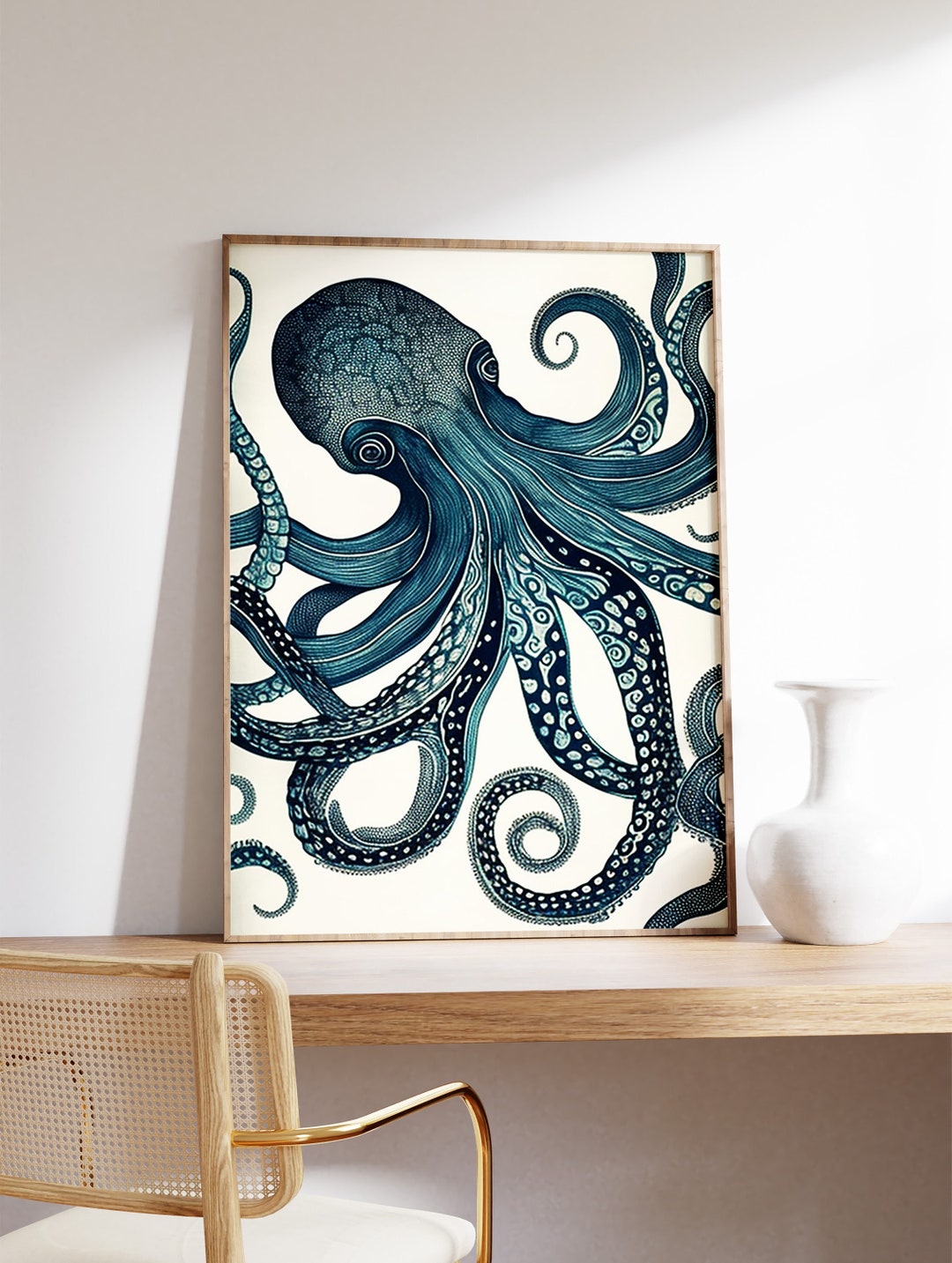 Vintage Octopus Poster, Sea Life Art, Ocean Wall Art, Octopus Print ...