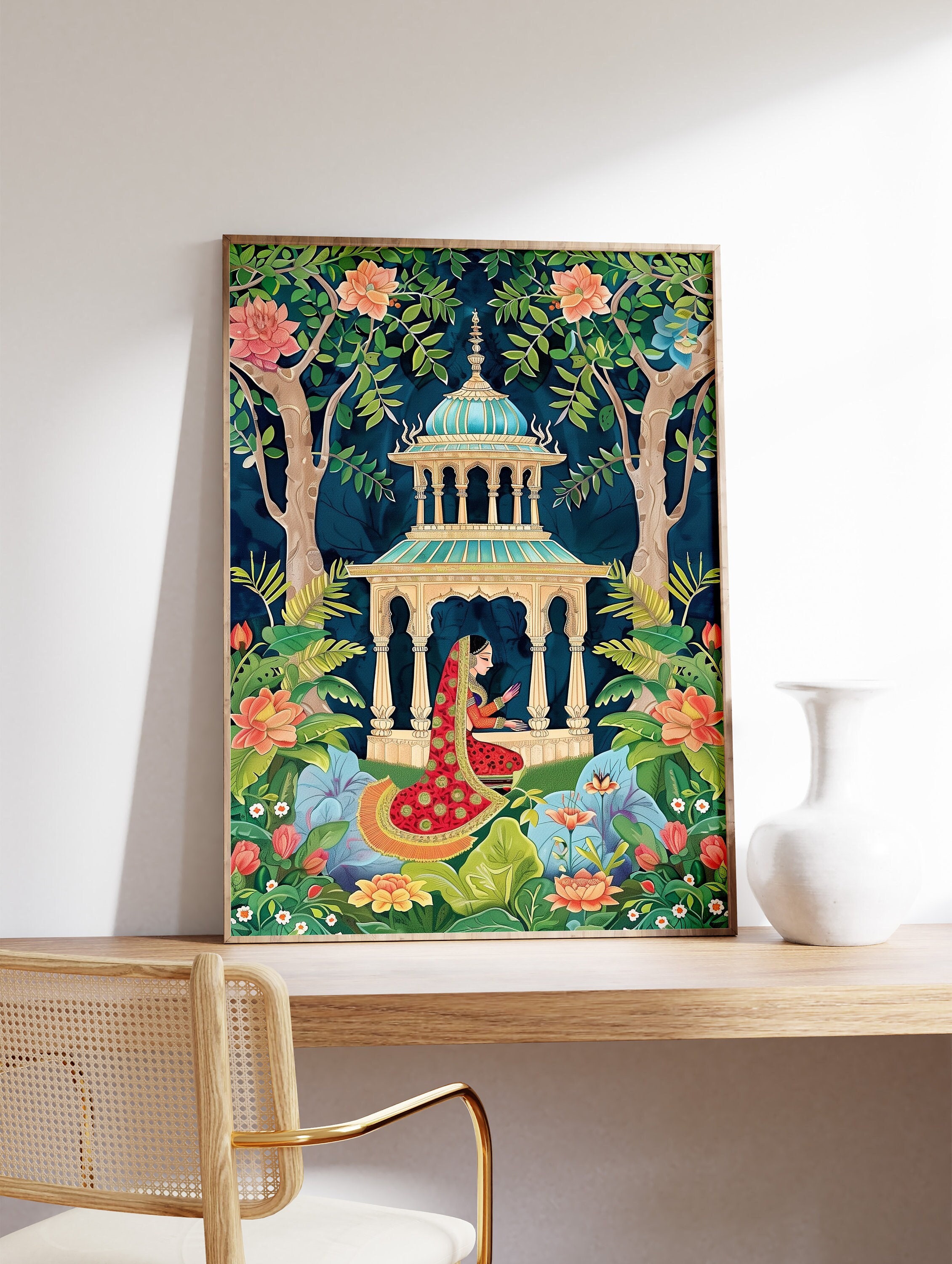 Pichwai Art Print, Traditional Indian Floral Poster - Etsy