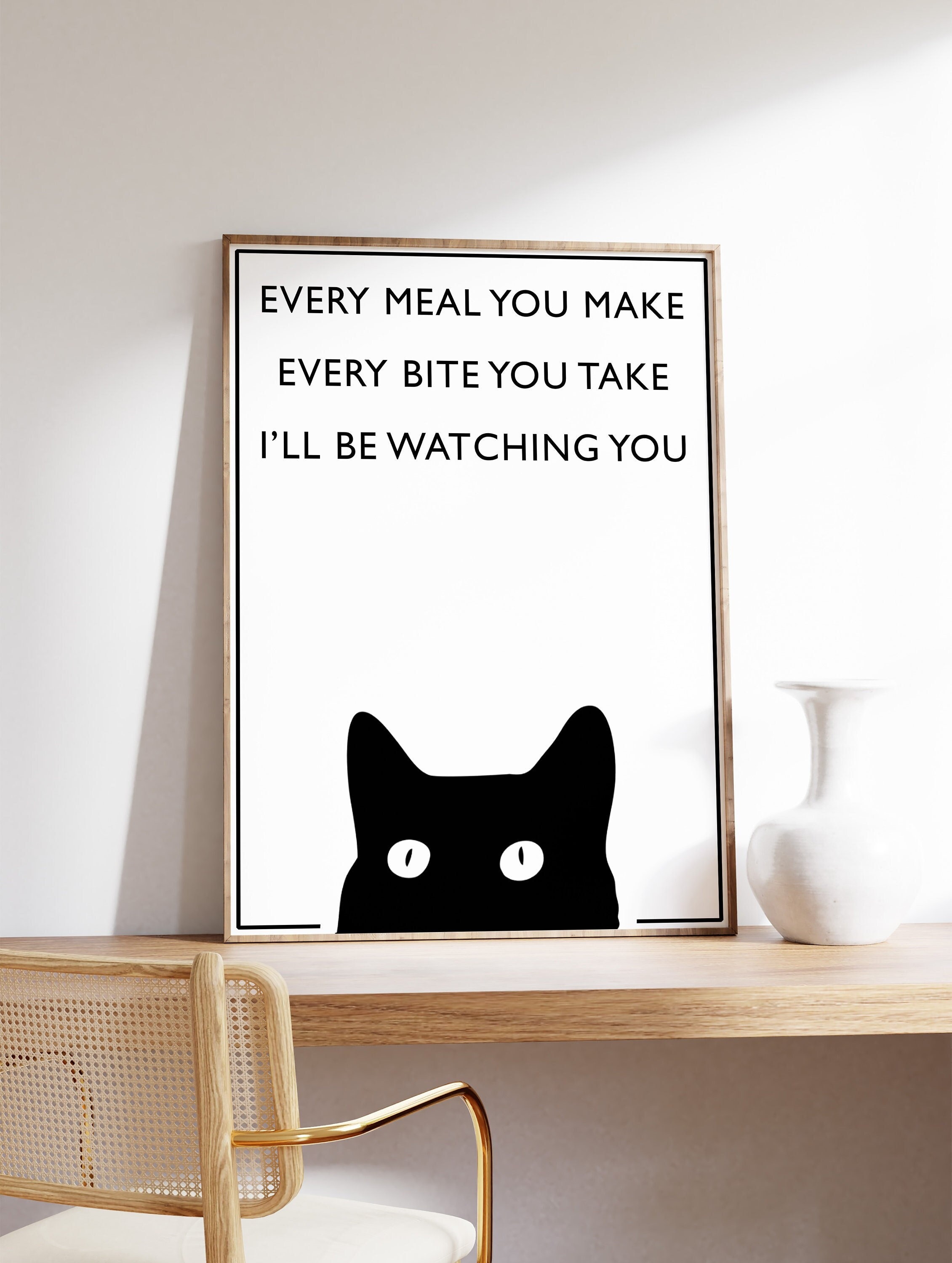 Vintage Cat Poster Print, I'll Be Watching You, Animal Print