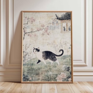 Japanese Cat Poster, Cat Print, Animal Art Print, Wall Art Decor, Vintage Art, Retro Art, Realist Art Print, Cat Lovers Gift, A1/A2/A3/A4