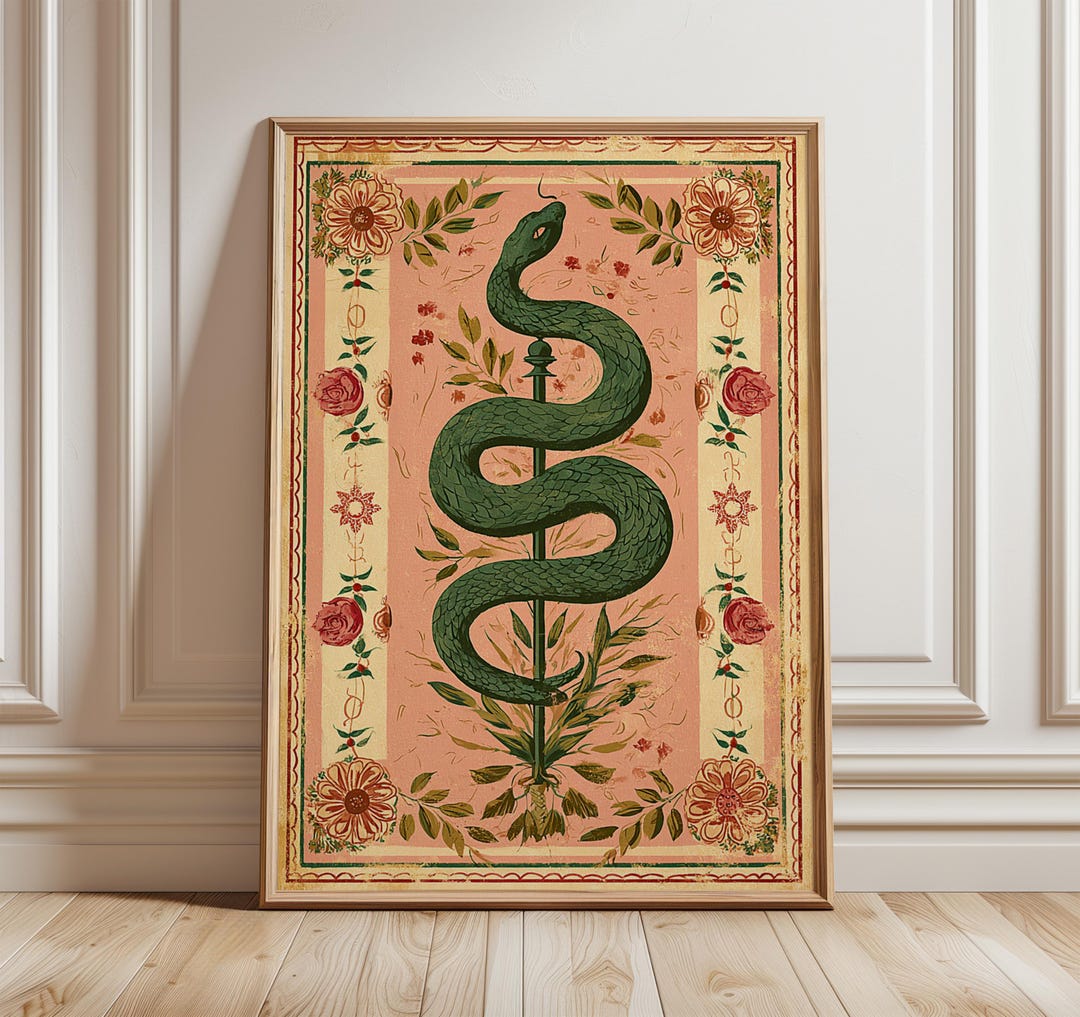 Esoteric Serpent Art Print, Vintage Botanical Snake Poster - Etsy