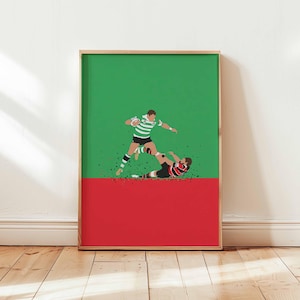 Rugby Poster, Sports Print, Rugby Wall Art, Athlete Decor, Rugby Illustration, Rugby Ball Poster, Rugby Player Print, Gift for Rugby Fans