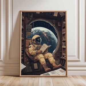 Póster retro de ciencia ficción, decoración cósmica surrealista de los años 70, póster espacial futurista, impresión de paisaje vintage, obra de arte espacial para dormitorio y sala de estar.
