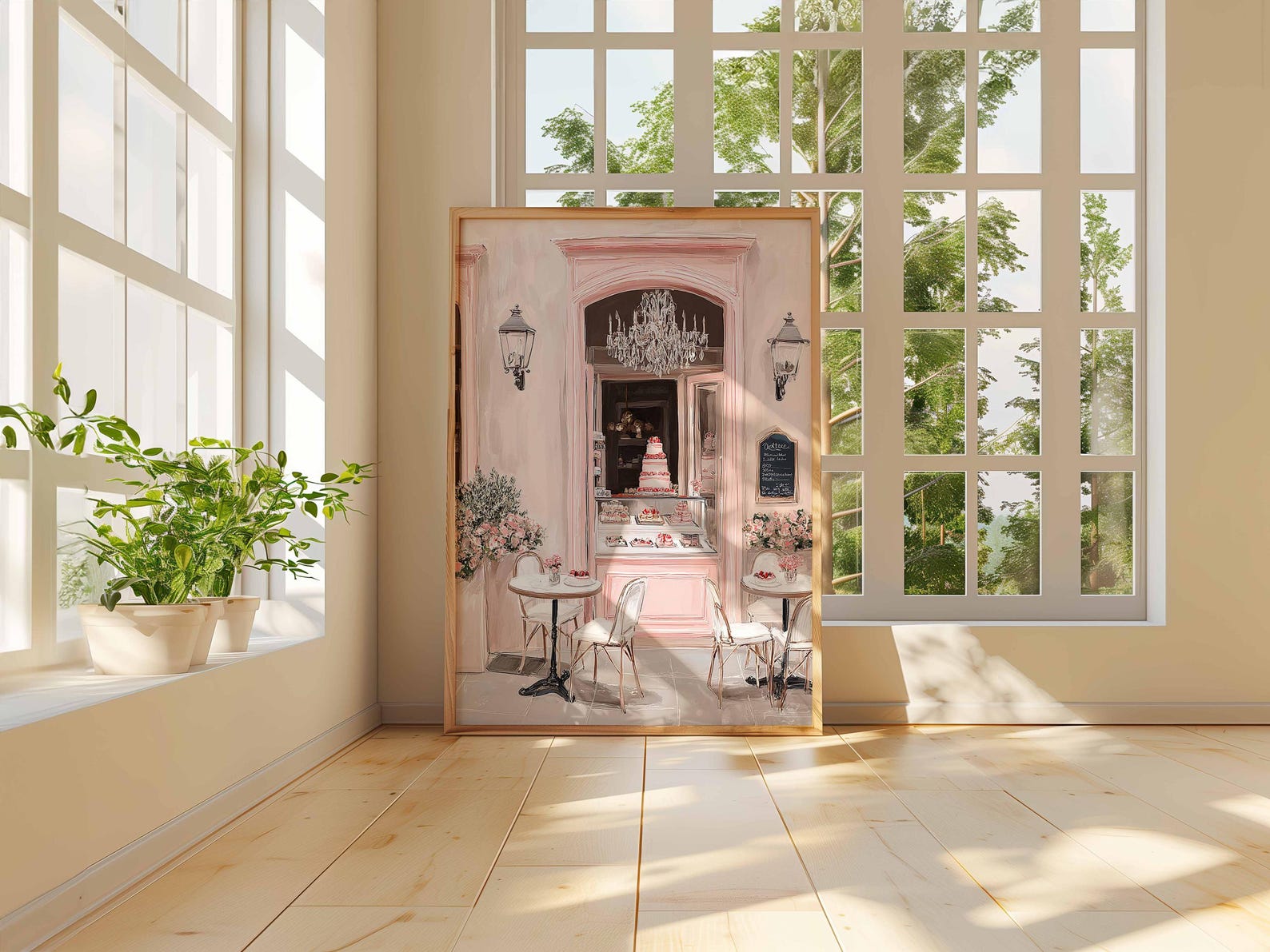 Paris Patisserie Poster French Café Wall Art, Pink Bakery Illustration ...