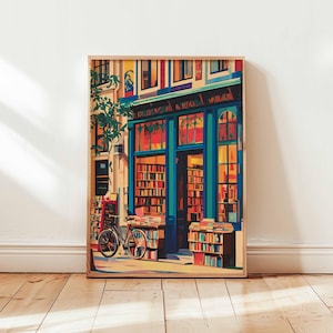 Vintage Bookshop Poster, Old Bookstore Print, Antique Book Lover Wall Art, Cozy Reading Decor, Literary Posters, Library Gift Idea
