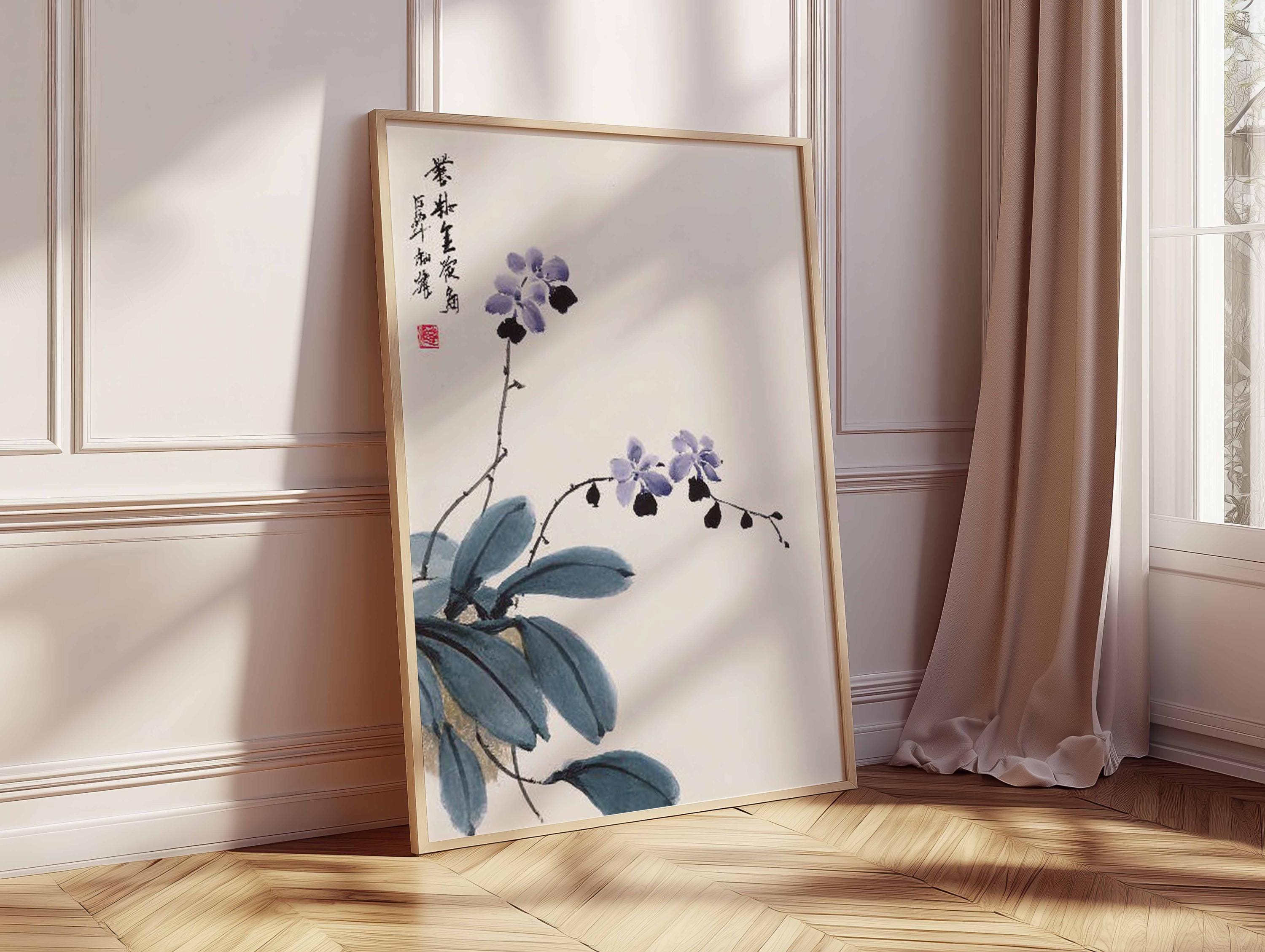 Japanese Orchid Art Print, Minimalist Floral Wabi Sabi Decor - Etsy