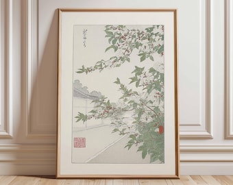 Japanese Cherry Blossom Print, Vintage Ukiyo-e Asian Art