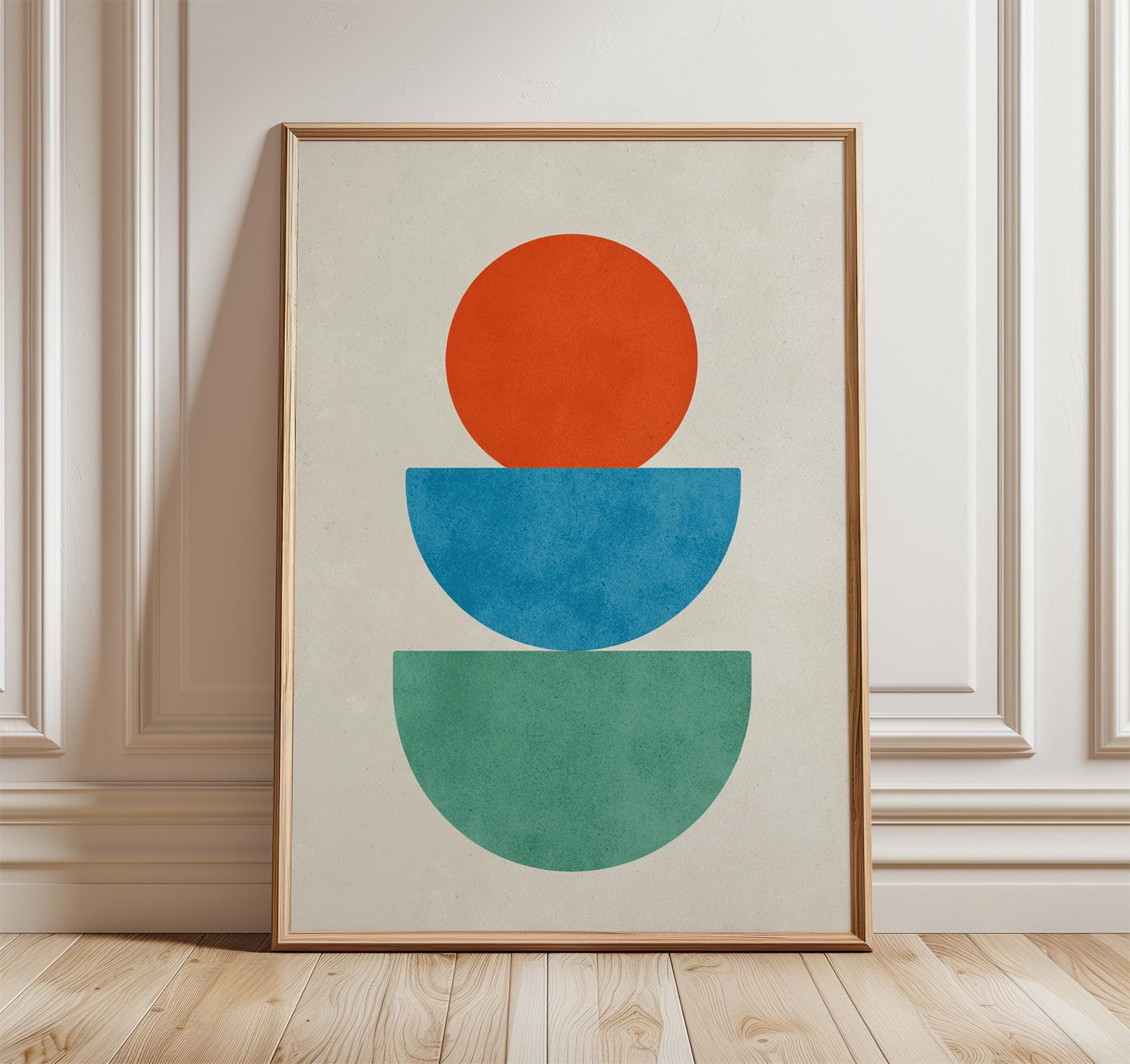 Geometric Abstract Poster, Mid-century Modern Color Block Print