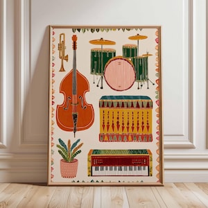 Musical Instrument Poster, Music Wall Art Print, Studio Decor, Music Lover Gift, Vintage Print