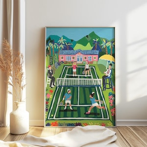 Tennis Poster, Tennis Court Art, Sports Wall Art, Tennis Gift, Botanical Print, Floral Art, Tennis Decor, Sport Poster, Wall Art Poster