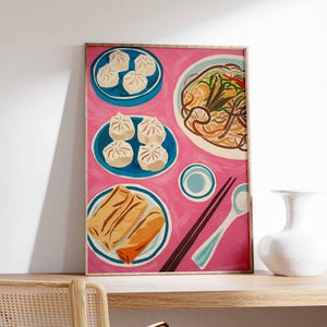 Chinese Food Poster, Asian Food Print, Oriental Decor, Dinner Table Food Print, Kitchen Poster, Kitchen Decor, Food Poster, Asian Gift