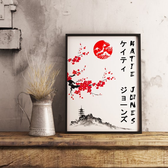 Personalised Japanese Lettering Poster, Choose Your Text Print, Japan,  Travel, Gift Idea, Calligraphy, Gift, Wall Art Decor, Oriental Poster - Etsy