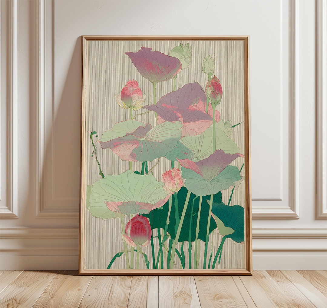 Japanese Lotus Flower Print, Botanical Wall Art, Zen Decor - Etsy