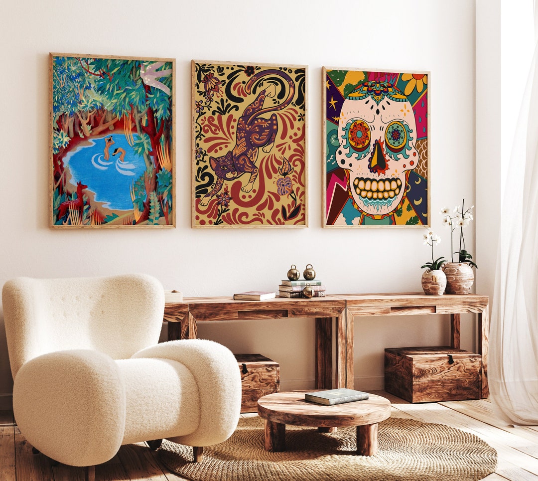 Set of 3 Mexican Prints, Mexican Poster Set, Mexican Decor, Cultural