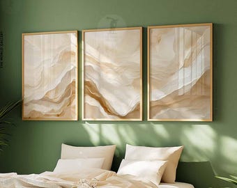 Neutral Abstract Prints Set, Beige Textured Wall Art - Etsy