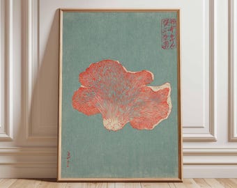 Japanese Mushroom Print, Vintage Botanical Art, Rustic Kitchen Decor
