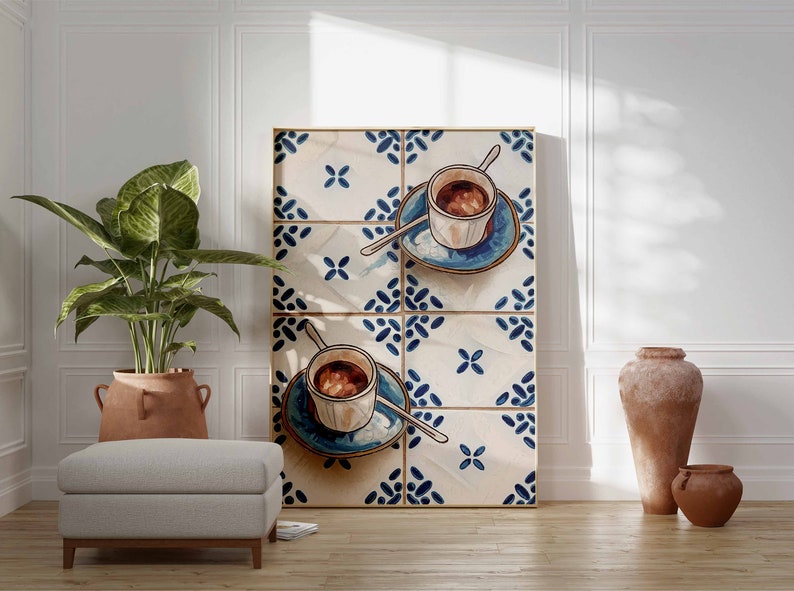 Coffee Poster, Italian Food Print, Kitchen Decor, Retro Coffee Art