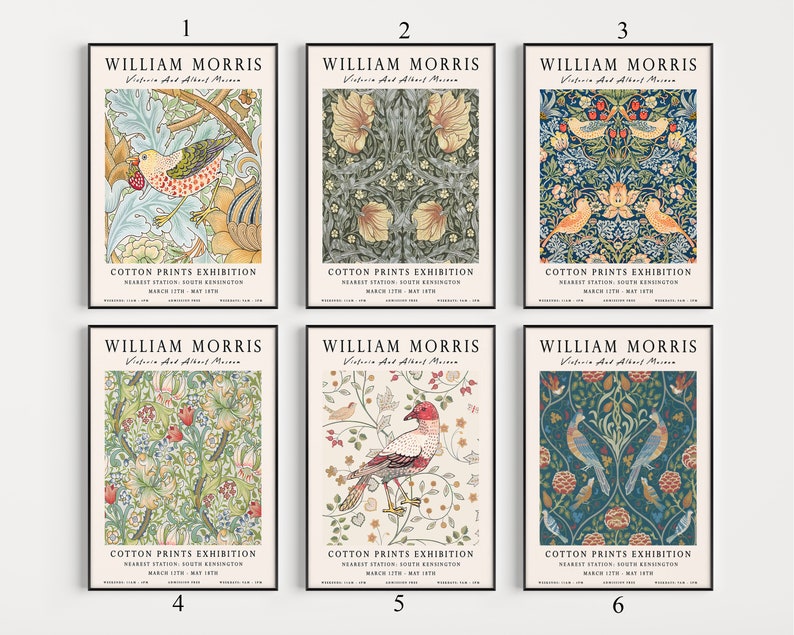William Morris Floral Art Print Set, Vintage Botanical Decor - Etsy UK