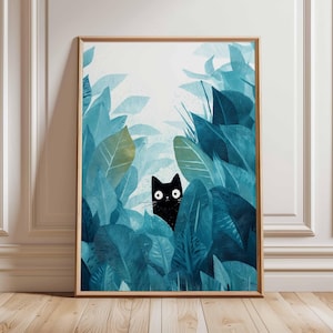 Botanical Cat Poster, Cat Art Print, Animal Art Print, Wall Art Decor, Vintage Art, Retro Art, Cat Lovers Gift, A1/A2/A3/A4
