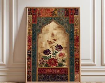 Persischer Blumenbogen Poster, kunstvoller Druck im Gobelinstil