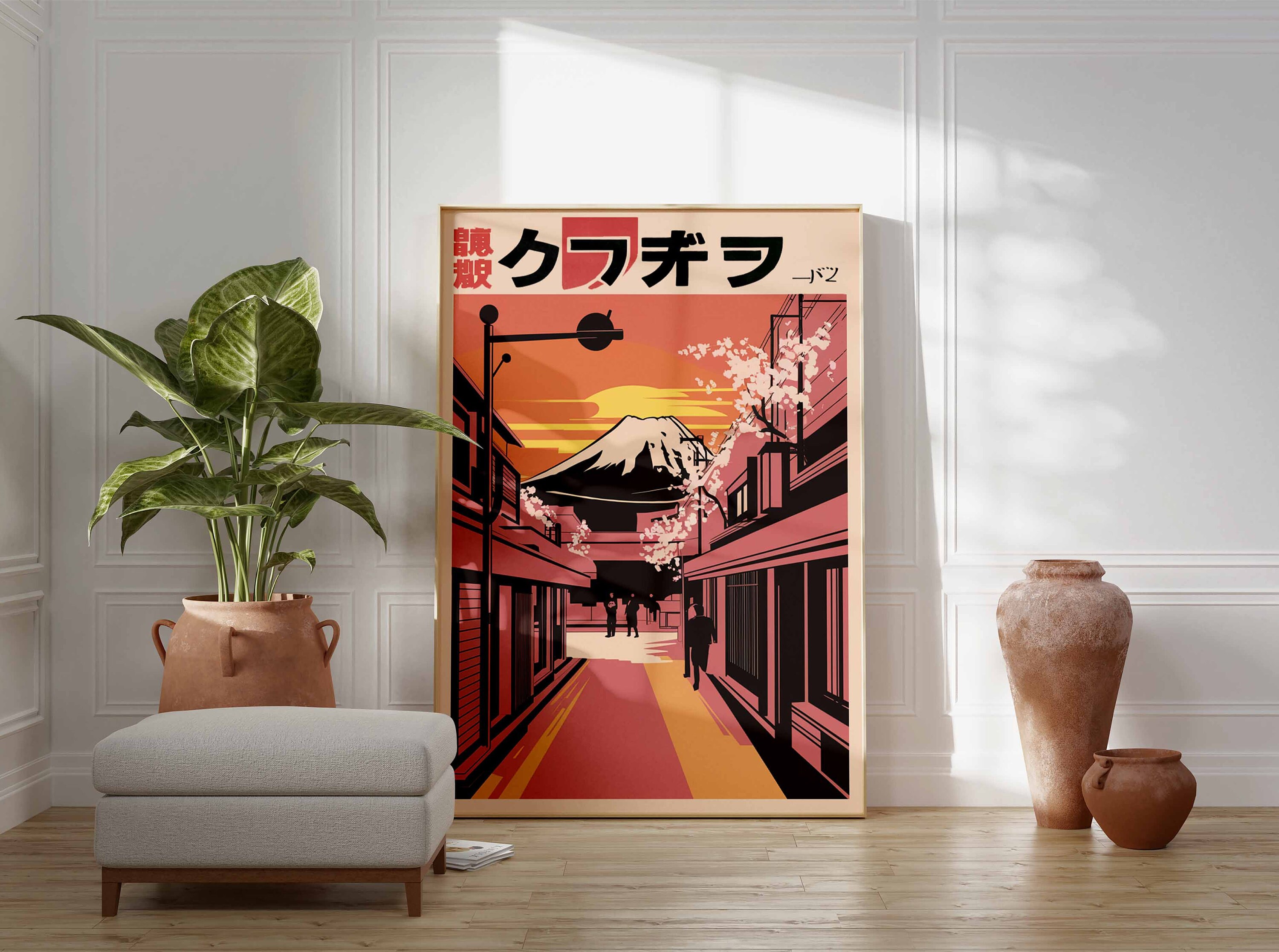 Retro Japanese Poster, Japanese Floral Art, Botanical Print
