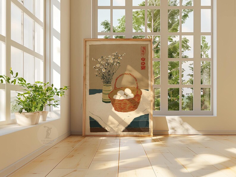 Still Life Poster | Rustic Kitchen Wall Art | Vintage Floral and Basket ...
