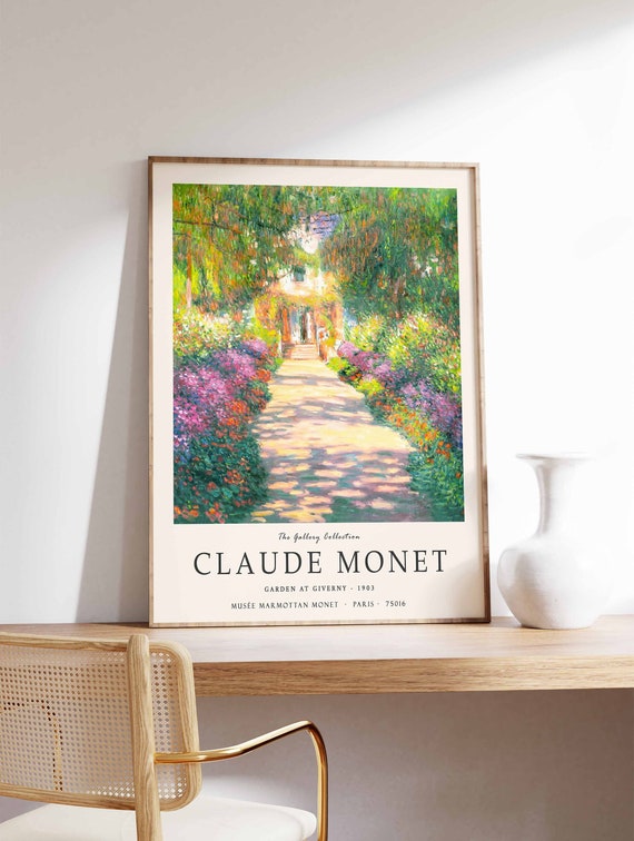 Claude Monet Poster, Garden at Giverny Print, French Impressionist Art