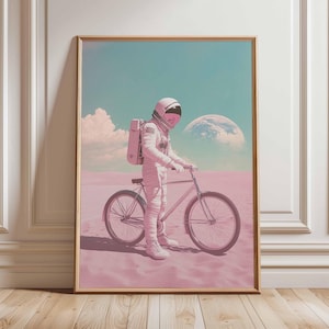Póster retro de ciencia ficción, decoración cósmica surrealista de los años 70, póster espacial futurista, impresión de paisaje vintage, obra de arte espacial para dormitorio y sala de estar.