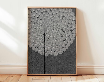 Dandelion Wall Art, Botanical Print, Floral Art, Black and White, Minimalist Decor, Modern Poster, Living Room Art, Scandinavian Art