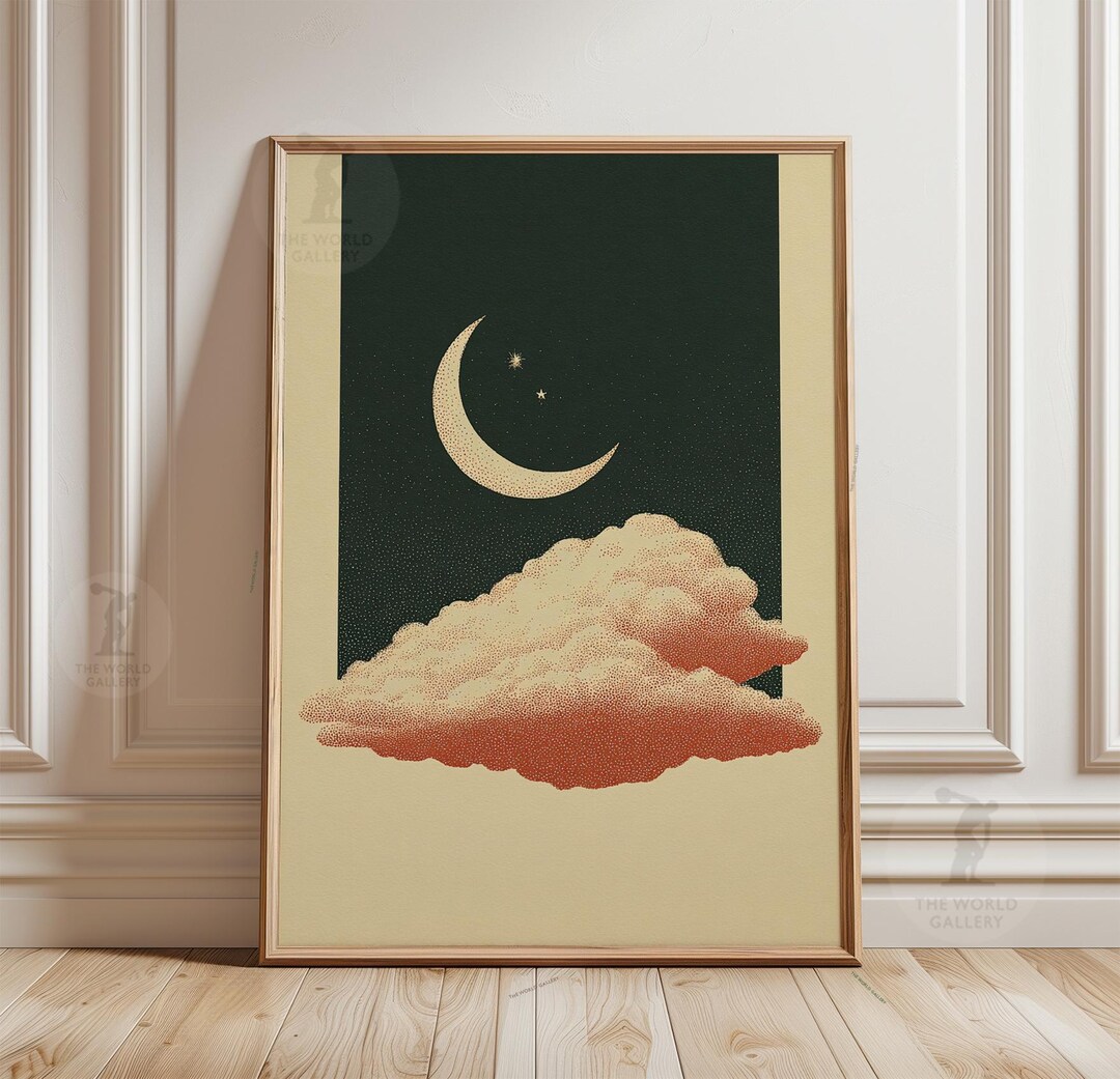 Moon Cloud Poster | Night Sky Wall Art | Celestial Nursery Print ...