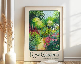 Gravura botânica vintage dos Jardins de Kew | Arte floral no estilo de William Morris