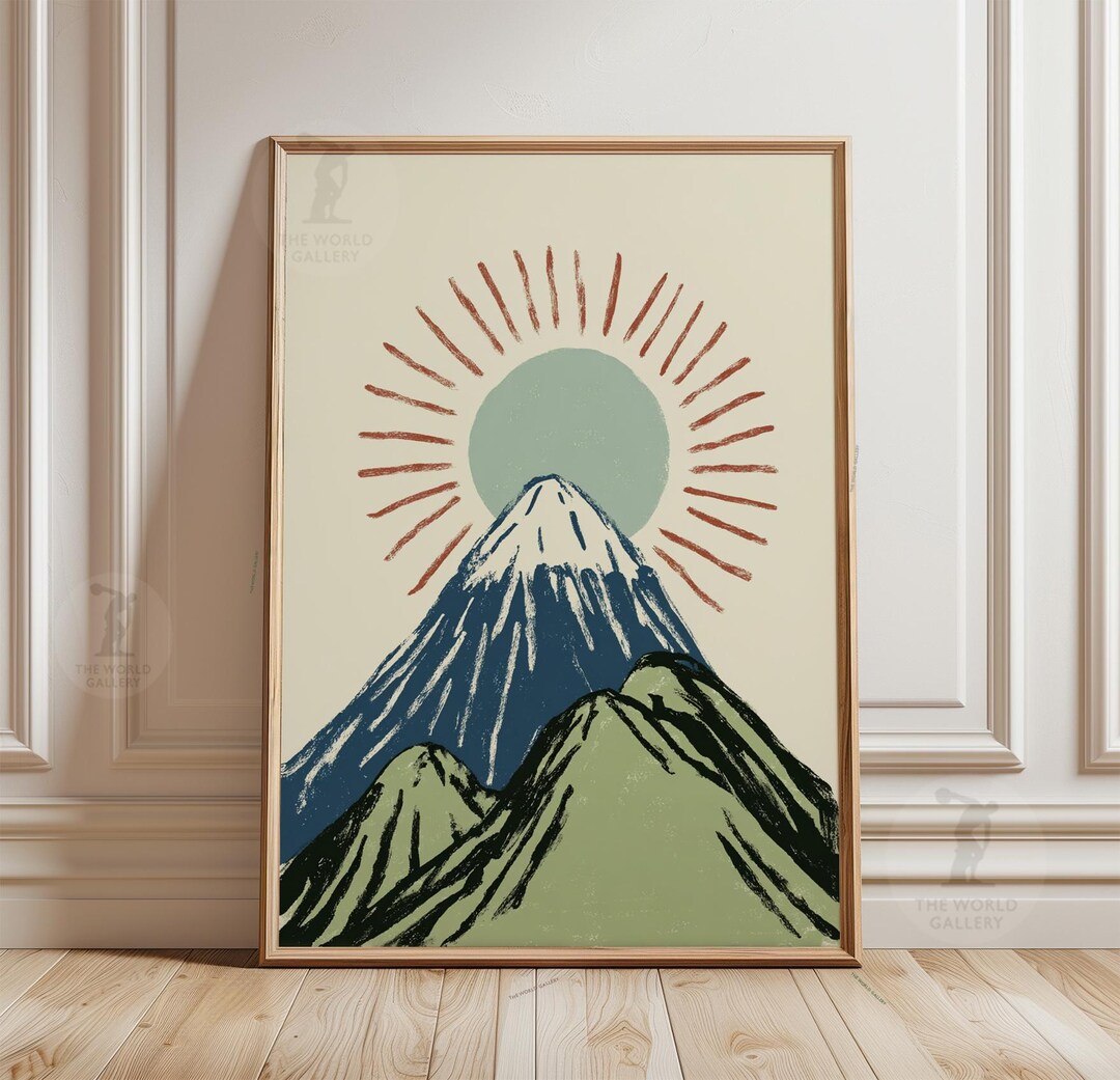 Mount Fuji Poster | Sunrise Japanese Mountain Art Print | Minimalist ...
