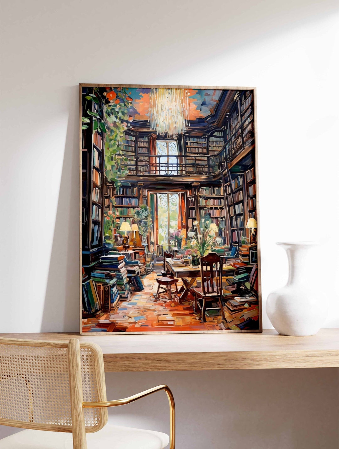 Vintage Library Poster, Book Shop Print, Book Lovers Gift, Reading Gift ...