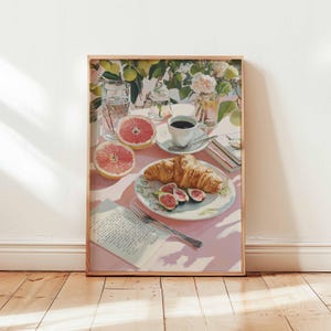 Croissant Poster, Paris Breakfast Wall Art, Foodie Kitchen Decor, Croissant Illustration Gift, French Posters And Prints