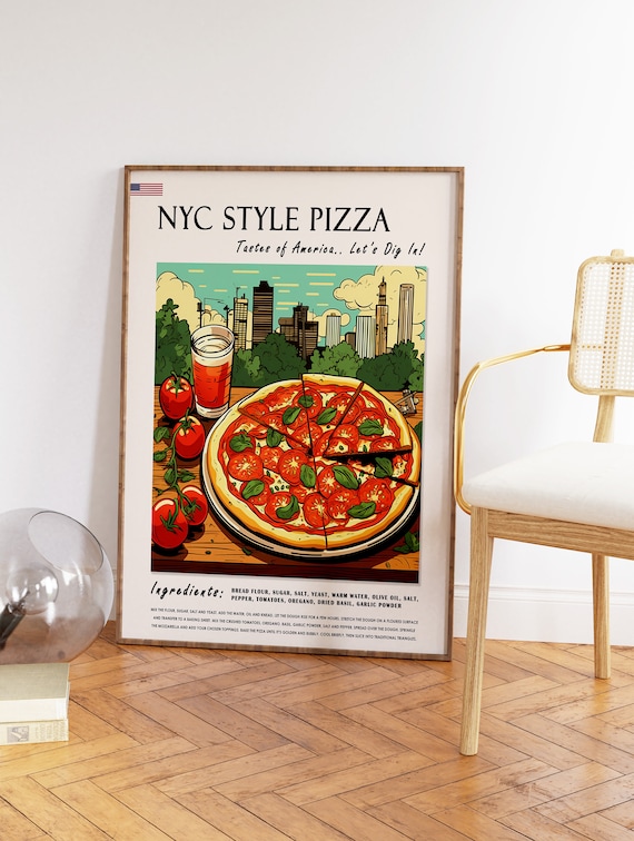 New York Style Pizza Poster, Kitchen Food Art Print - Etsy