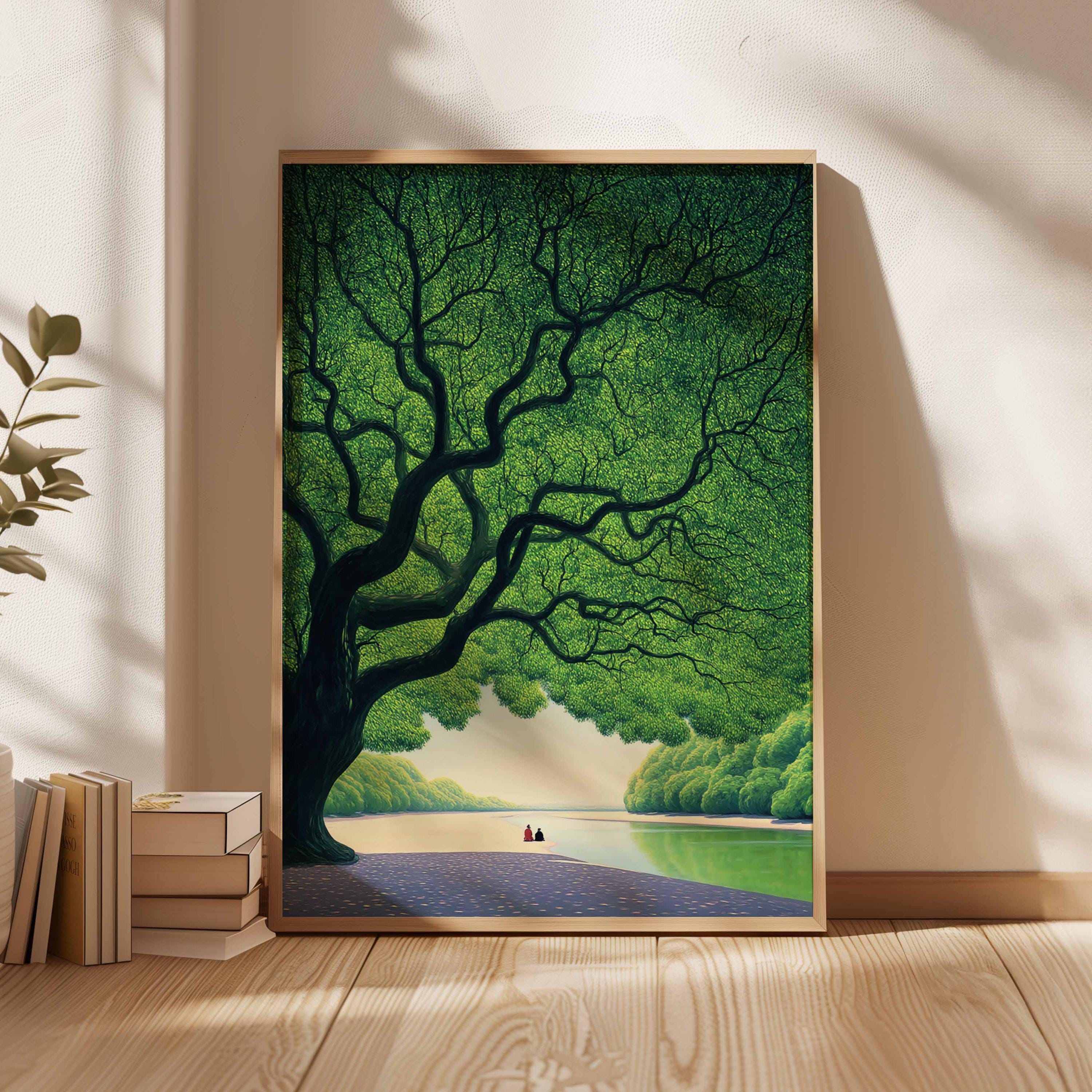 Giant Green Tree Poster, Peaceful Nature Wall Art Print, Serene