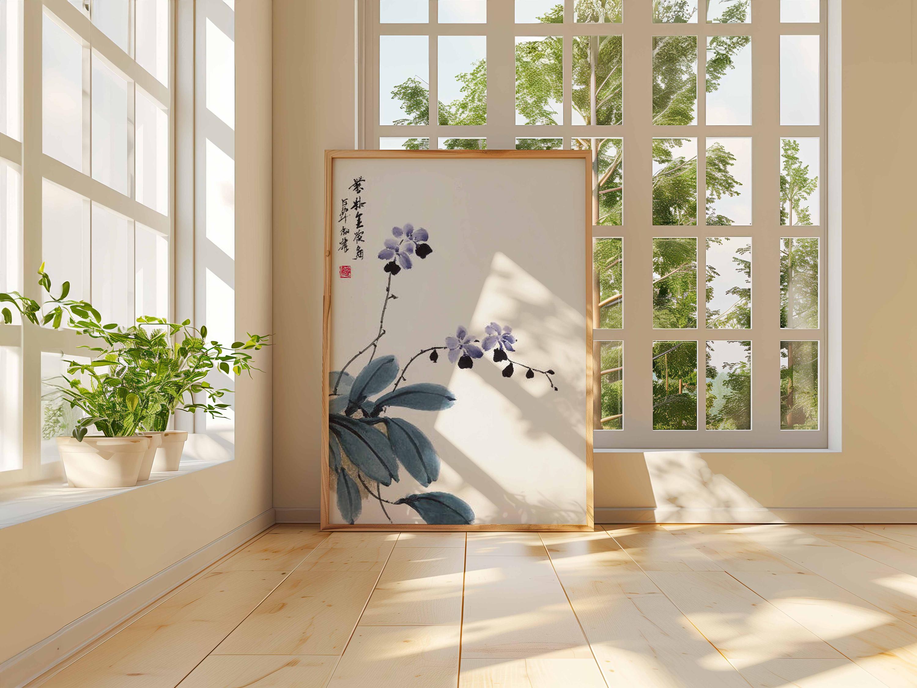 Japanese Orchid Art Print, Minimalist Floral Wabi Sabi Decor - Etsy