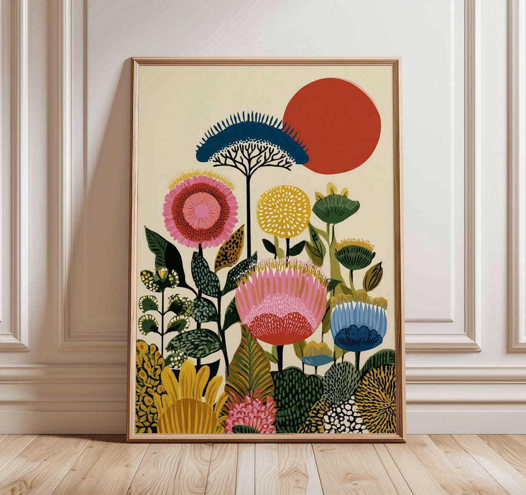 Colorful Botanical Wall Art Print, Modern Floral Poster, Vibrant Flower ...