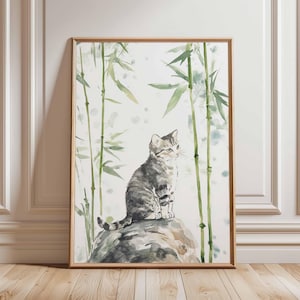 Japanese Cat Poster, Cat Print, Animal Art Print, Wall Art Decor, Vintage Art, Retro Art, Realist Art Print, Cat Lovers Gift, A1/A2/A3/A4