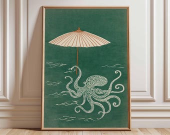 タコのジクレー版画、A4、A3、またはA2 - 水中壁アート、タコの