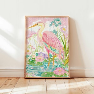 Crane Poster, Bird Wall Art, Japanese Crane Print, Minimalist Bird Poster, Nature Art Print, Animal Wall Decor, Crane Bird Gift