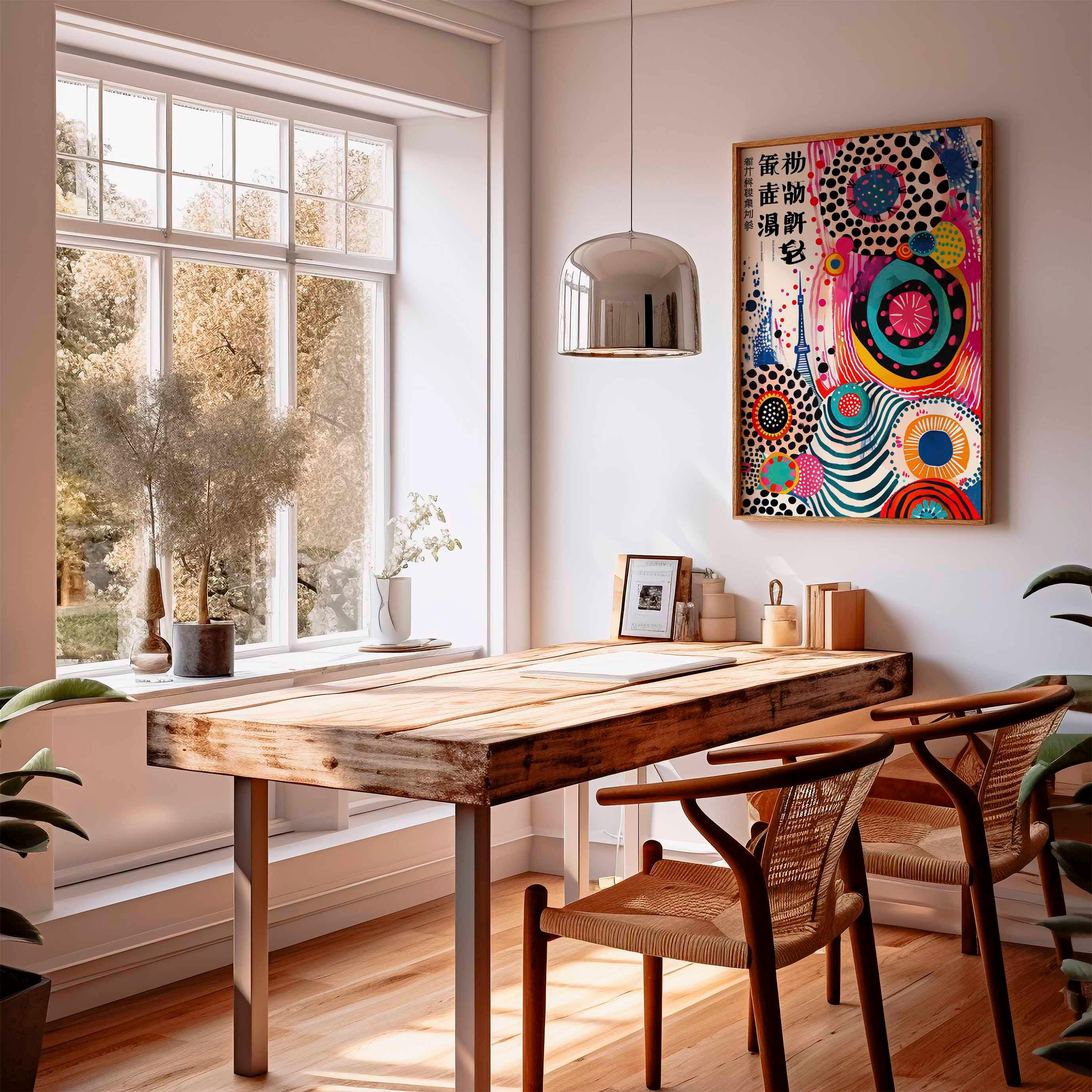 Japanese Retro Pop Art Poster, Abstract Wall Art Print, Colorful