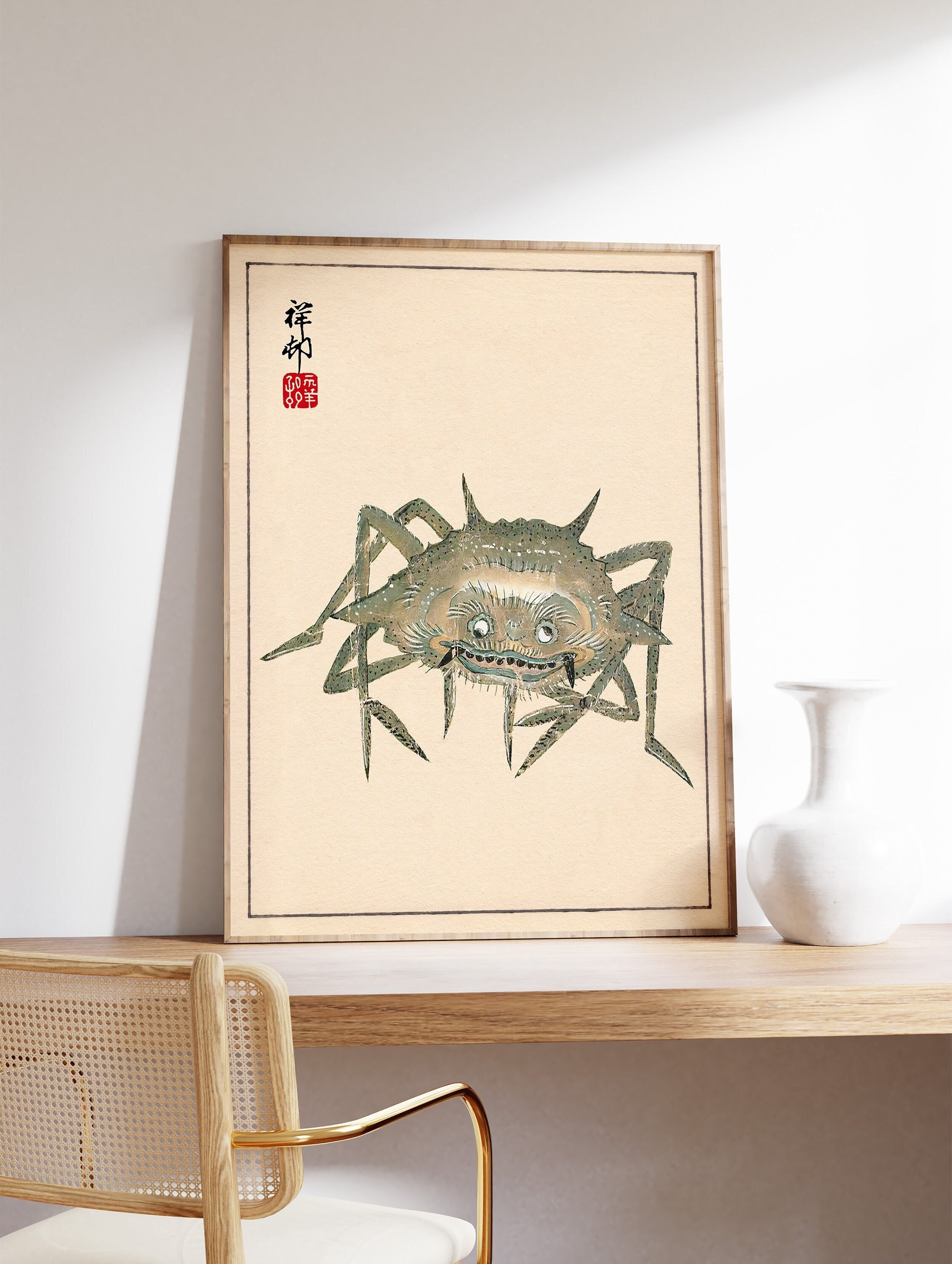 Funny Japanese Crab Woodblock Print Poster, Oriental Animal Art - Etsy