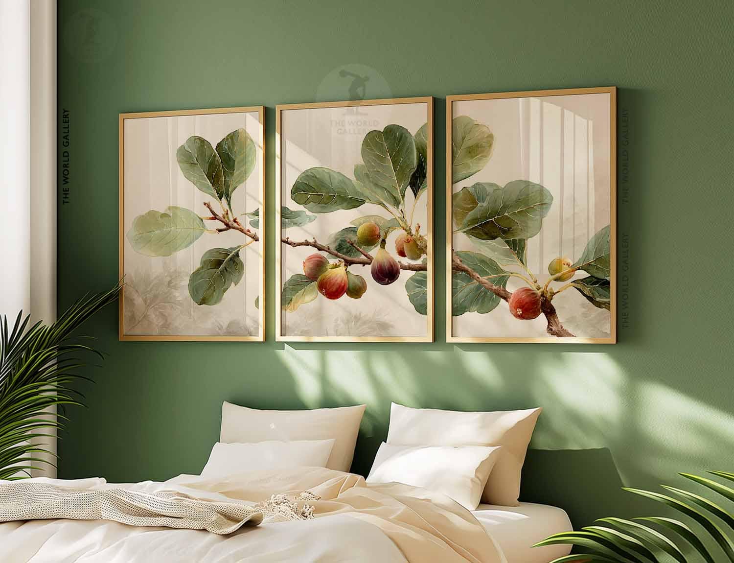 Vintage Fig Tree Set of 3 Prints, Rustic Decor, Vintage Fruit Wall