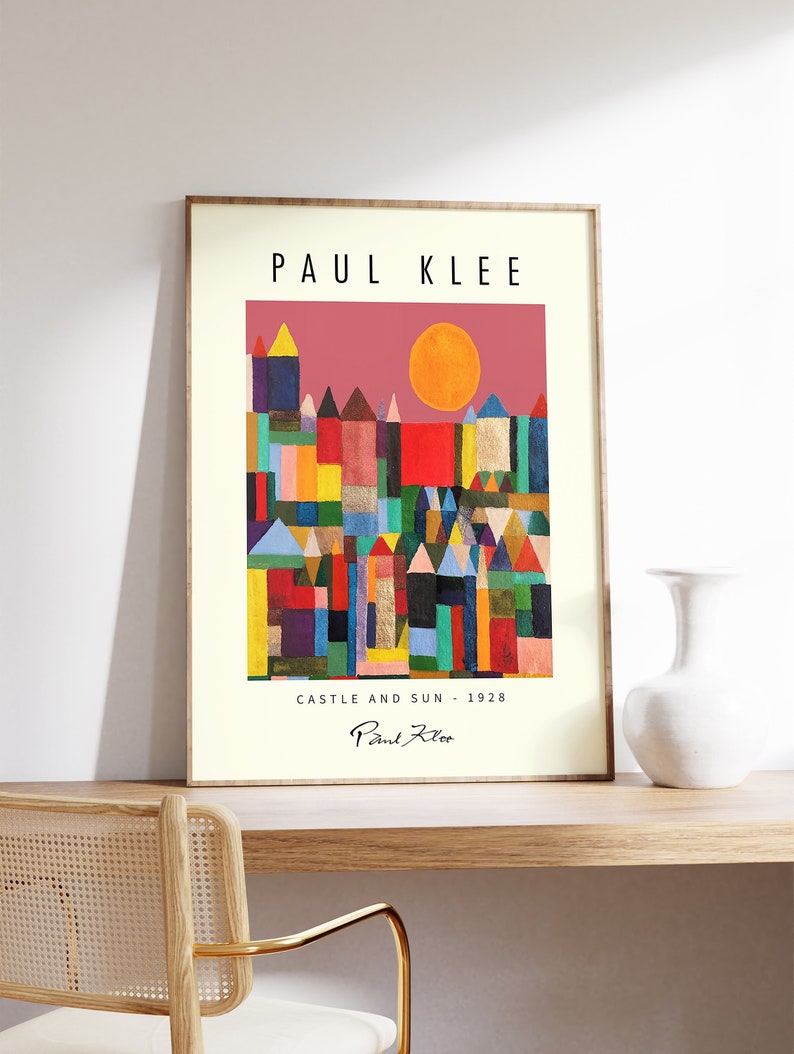 Paul Klee Exhibition Poster, Castle and Sun, Paul Klee Art Print, Pattern Art, Abstract Decor, Graphical Print, Art Gift, A1/A2/A3/A4 image 1