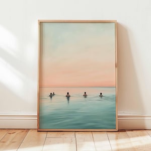 Schwimmen Poster, Retro Schwimmen Druck, Beachy Wandkunst, Blaue Wand Kunst, Sommer Ozean Druck, Dopamin Dekor, Strand Poster, Küsten Dekor