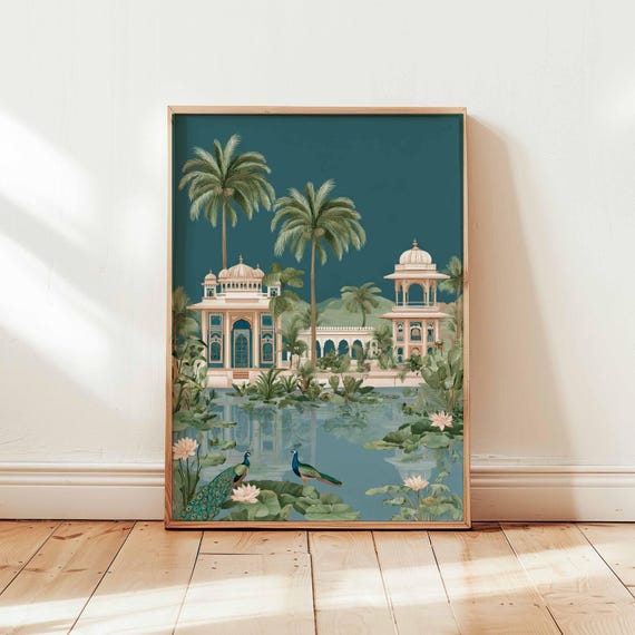 Pichwai Art Print, Indian Temple Wall Decor, Krishna Poster