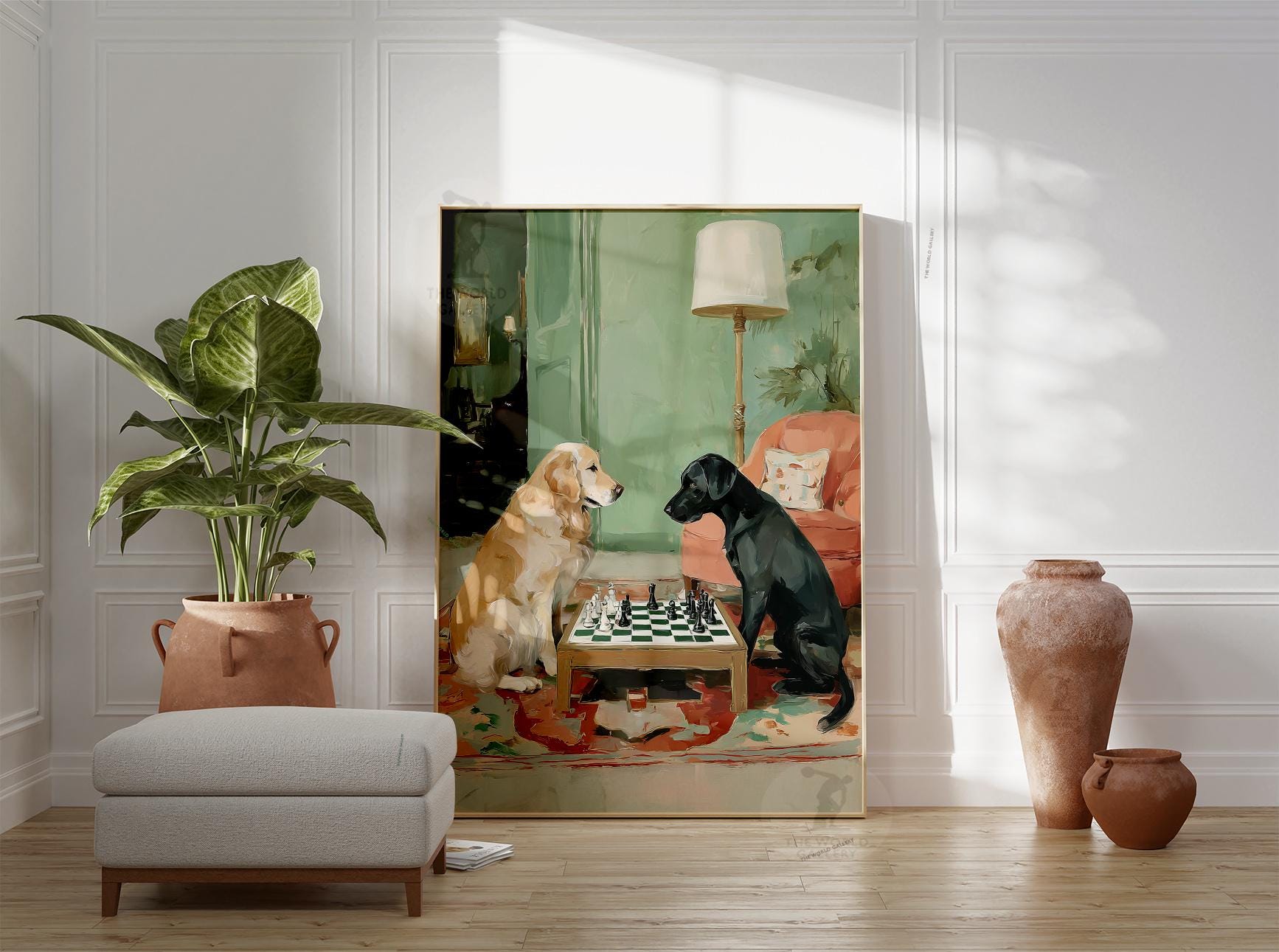Labrador Chess Dogs Playing Chess Print | Golden Retriever & Labrador Wall Art - Etsy