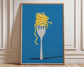 Spaghetti Poster, Italienische Küchenkunst, Minimalistischer Speisedruck
